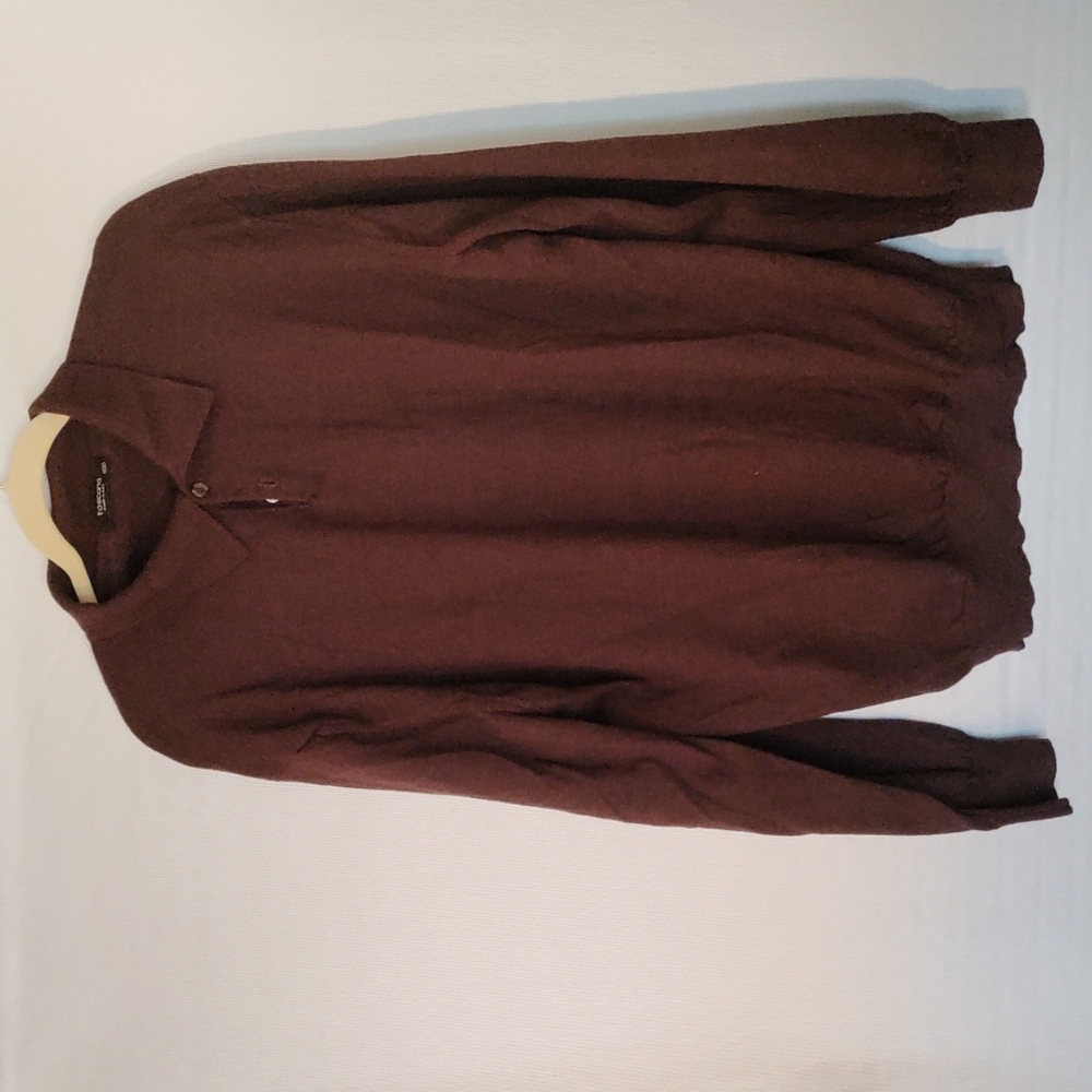 Toscano Merino wool long sleeve shirt xxl burgundy